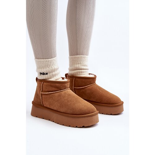 Boto Fashionable Suede Low Snow Boots Camel Nucca Cene