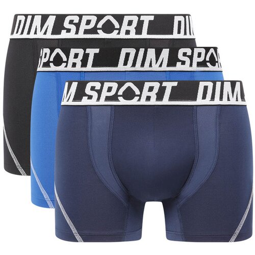 DIM SPORT MICROFIBRE BOXER 3x - Men's sports boxer briefs 3 pcs - black - blue Slike