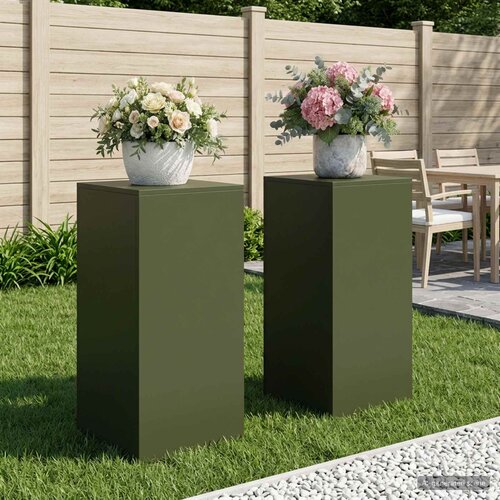  Stalak za biljke 2 pcs Maslinastozelena 40 x 40 x 80 cm Čelik Cene