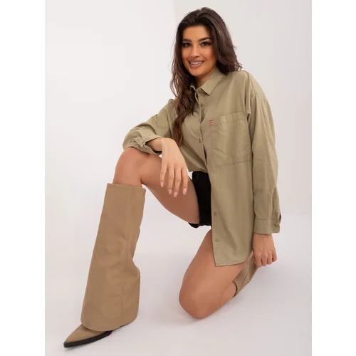 Fashion Hunters Classic oversize khaki shirt