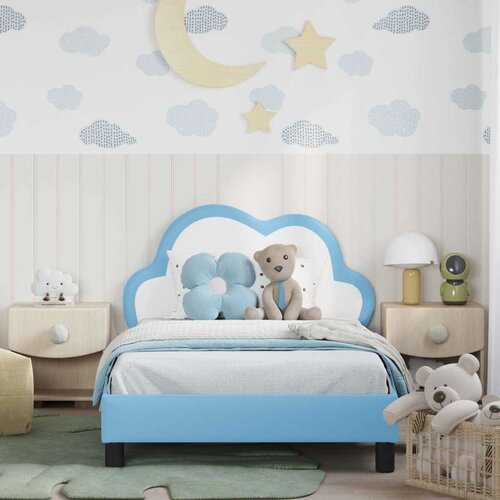  Okvir za krevet s uzglavljem Plava 90 x 190 cm PU Slike