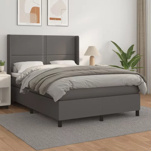  Krevet s oprugama i madracem sivi 140x200 cm od umjetne kože