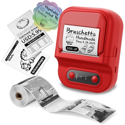 INF Termični tiskalnik nalepk Bluetooth, 203 dpi, Type-C, aplikacija Red, (5000446624) Slike