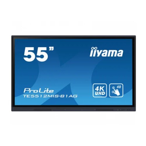 Iiyama 55" iiWare10 , Android 11, 40-Points PureTouch IR with zero bonding, 3840x2160, UHD IPS panel, Metal Housing, Fan-less, Speakers 2x 16W front, VGA, HDMI 3x HDMI-out, USB-C with 65W PD (front), Audio mini-jack and Optical Out (S/PDIF), USB Touch Inter Cene