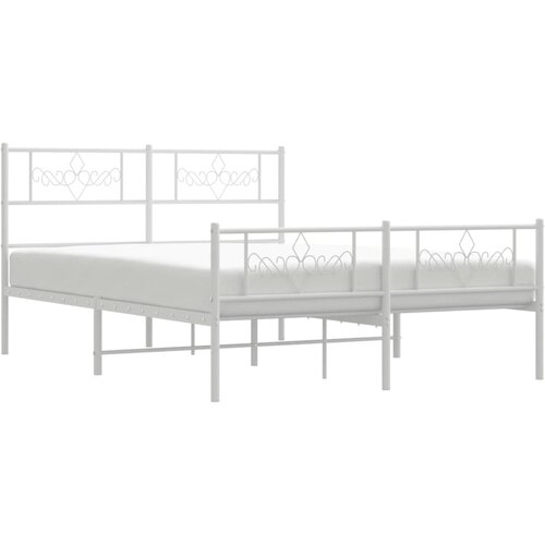  Metalni okvir kreveta uzglavlje i podnožje bijeli 120x200 cm Slike