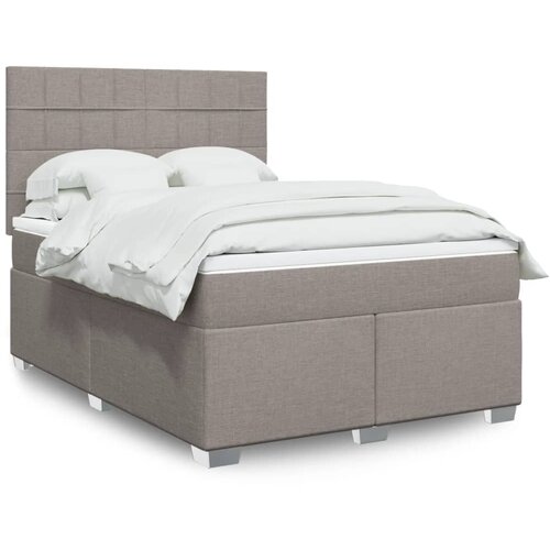 vidaXL Box spring postelja z vzmetnico taupe 140x200 cm blago Cene