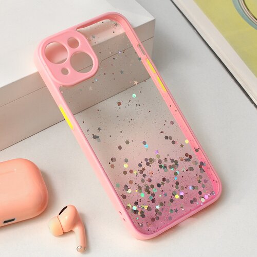 torbica frame glitter za iphone 15 6.1 roze Slike