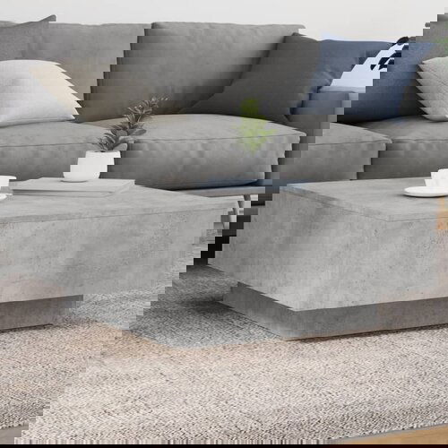  The Living Store Klubska mizica betonsko siva 80x80x31 cm iverna plo&amp;scaron;ča - Klubska Mizica, (21502373) Slike