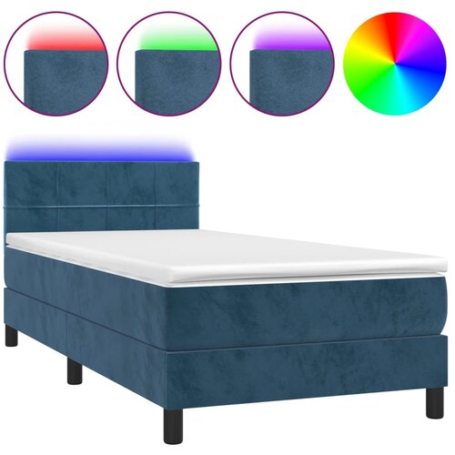Maison Chic Box spring postelja - Vzmetna postelja z vzmetnico LED temno modra 80x200 cm žamet SL21673, (21903236) Slike