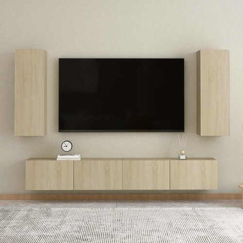  4-dijelni set TV ormarića boja hrasta sonome konstruirano drvo Cijene