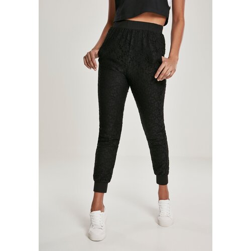 Urban Classics Women&amp;#039;s Lace Jersey Jog Pants Black Slike