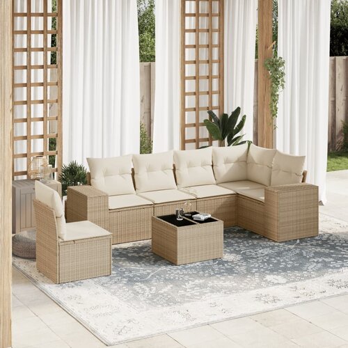 vidaXL 7-dijelni set vrtnih sofa od poliratana s jastucima bež Cijene