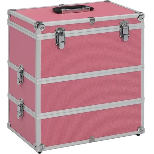  Kovček za ličila 37x24x40 cm roza aluminij