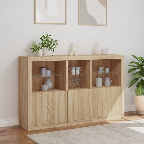  Komoda s LED svjetlima boja hrasta sonome 162 x 37 x 100 cm Slike