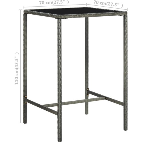  Vrtni barski stol sivi 70 x 70 x 110 cm od poliratana i stakla Slike