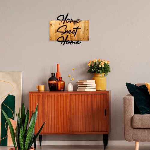 Wallity Zidna dekoracija Home Sweet Home, 58x48x3 cm, Smeđe boje Slike