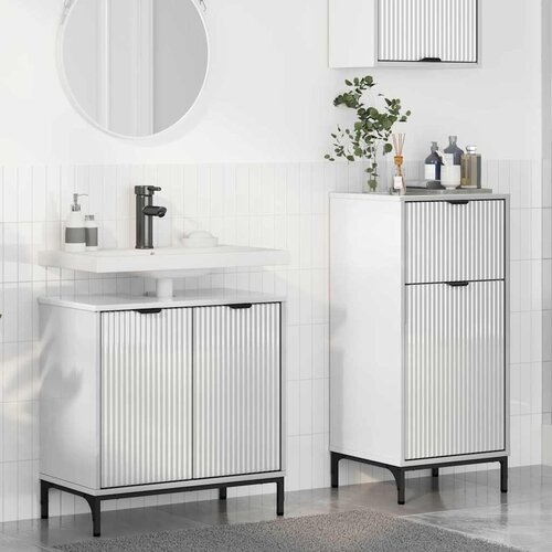 vidaXL Komplet pohištva za kopalnico 2 pcs Bela z visokim sijajem Cene
