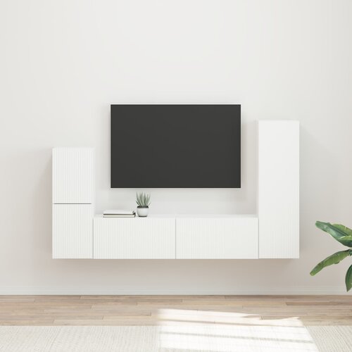  Set TV komoda Zidne 4 pcs Bijelo Konstruirano drvo Cene