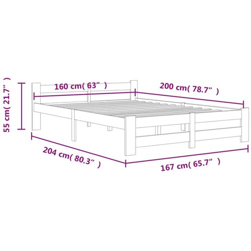  Okvir za krevet od masivne borovine bijeli 160 x 200 cm Slike