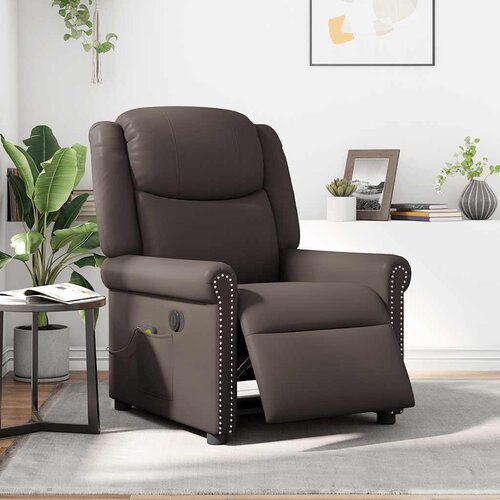 Maison Chic Električni masažni nagibni stol - Relax naslanjač Svetleče rjava Umetno usnje, (22134517) Cene