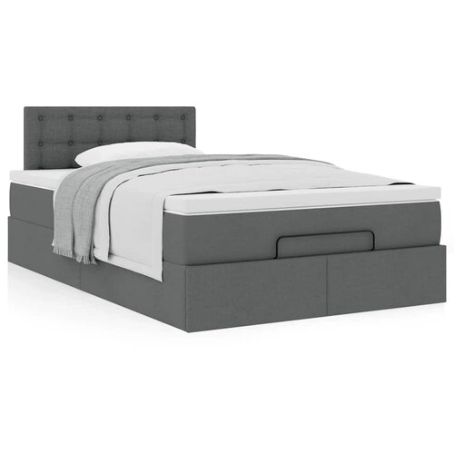 VidaXL Okvir za krevet s madraca tamnosivi 120x190 cm od tkanine Slike
