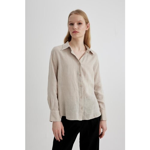 Defacto Oversize Fit 100% Linen Long Sleeve Shirt Slike