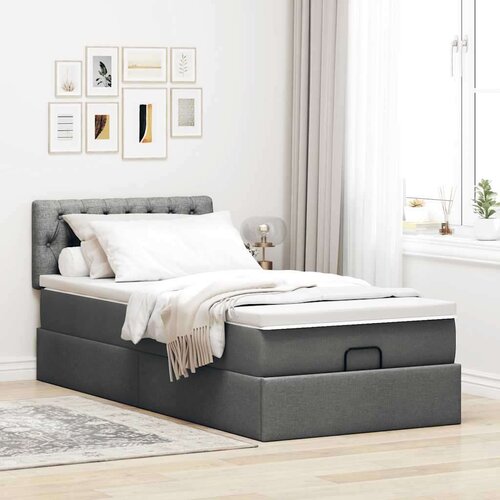 VidaXL Otomanski okvir kreveta s madraca tamnosivi 90x190cm tkanine Slike