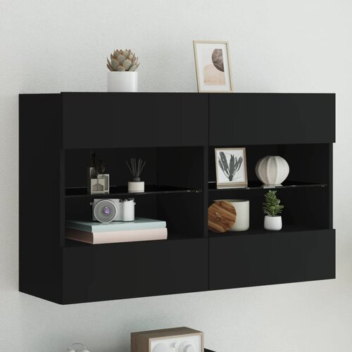  The Living Store Stenska TV omarica z LED lučkami črna 98,5x30x60,5 cm - TV Stenska Omarica, (21555171) Slike
