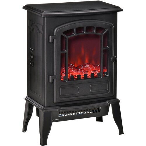 HOMCOM Električni kamin z učinkom plamena, z nastavljivo temperaturo 1000W-2000W, pokriva 20-25m&sup2;, 39x24x56,5cm, črn, (20752720) Cene