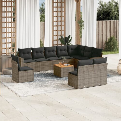vidaXL 11-dijelni set vrtnih sofa od poliratana s jastucima sivi Cijene