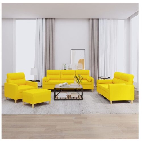 vidaXL 4-dijelni set sofa s jastucima svjetložuti od tkanine Cijene