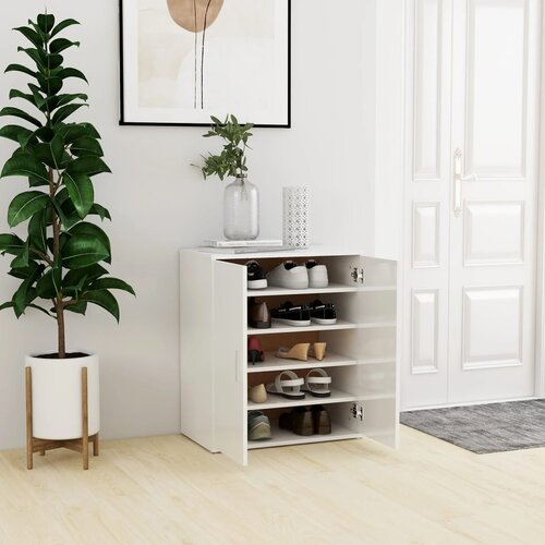 VidaXL Ormarić za cipele visoki sjaj bijeli 60 x 35 x 70 cm od iverice Slike