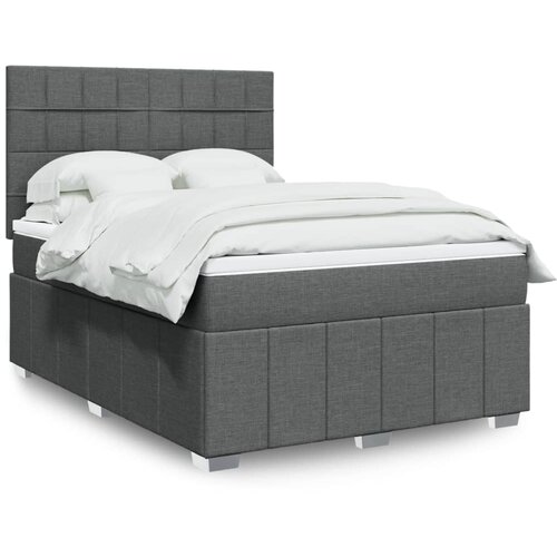 vidaXL Box spring postelja z vzmetnico temno siva 160x200 cm blago Cene