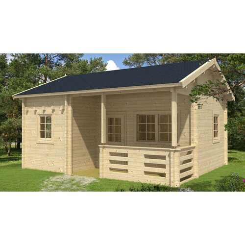 Male kuće Drvena kuća FALUN B with Sleeping Loft 595 &amp;times; 500 cm sa &amp;scaron;indrom Slike