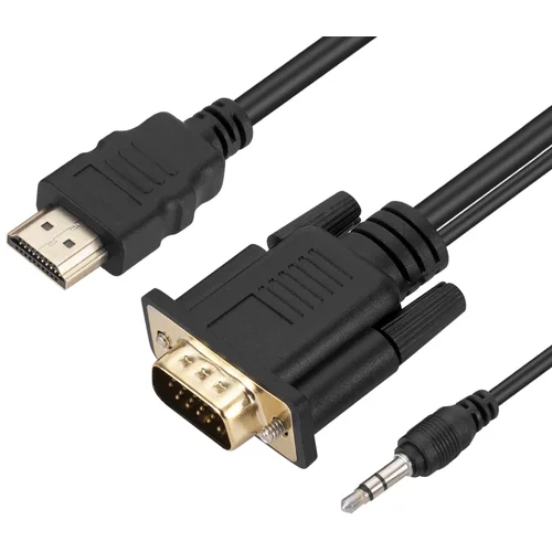 AVIZAR HDMI moški na VGA moški prikljucek 3,5 mm kabel, dolžina 1,8 m - crn, (20886117)