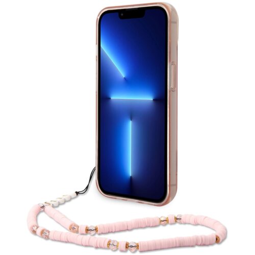 Guess gUHCP14MHGCOHP za iPhone 14 Plus - roza silikonski ovitek s perla zapestnico Slike
