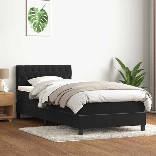 vidaXL Box spring postelja z vzmetnico črna 80x220 cm žamet Cene