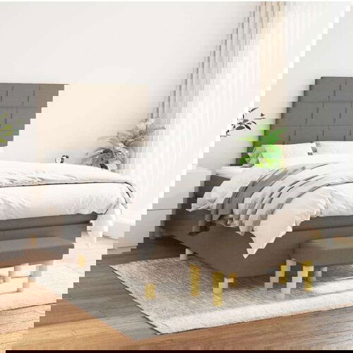  Krevet s oprugama i madracem smeđesivi 120 x 200 cm od tkanine Cijene