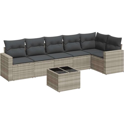 vidaXL 7-dijelni set vrtnih sofa svjetlosivi od poliratana Cene