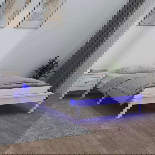  Posteljni okvir bel 75x190 cm trden les, (21073594) Cene