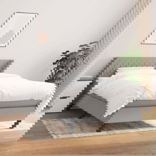 Box spring krevet s madracem svjetlosivi 90x190 cm od tkanine Slike