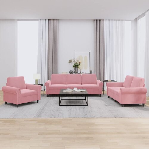  3-dijelni set sofa s jastucima ružičasti bar&scaron;unasti Cijene