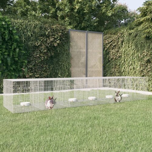 VidaXL Kavez za zečeve sa 6 panela 327x79x54 cm od pocinčanog željeza Slike