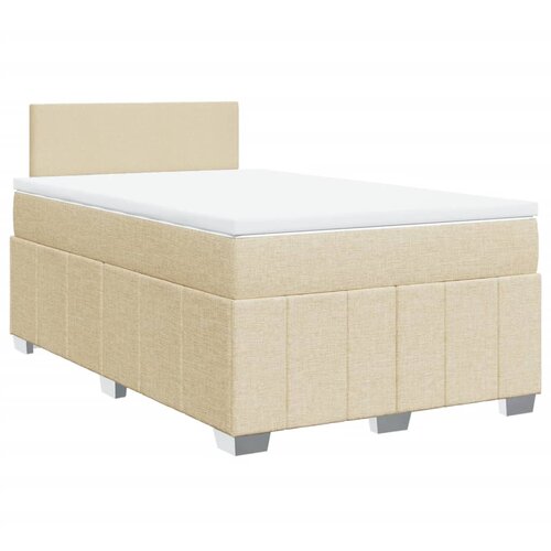 vidaXL Box spring postelja z vzmetnico krem 120x200 cm blago, (21304495) Cene