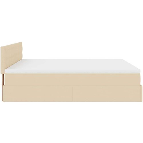 VidaXL otomanski okvir kreveta s madracima krem 180x200cm od tkanine Slike
