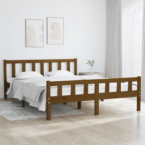 Furnova Posteljni okvir medeno rjav iz trdnega lesa 120x200 cm, (21940973) Slike