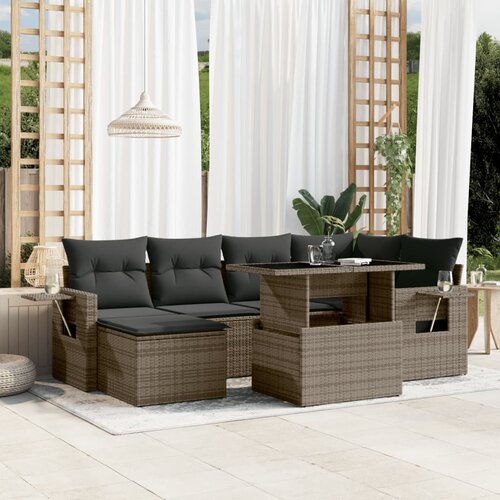 VidaXL 7-dijelni set vrtnih sofa sivi od poliratana Slike