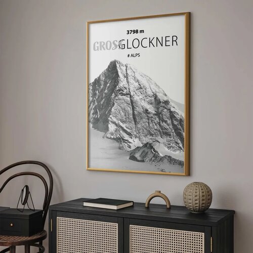  Plakat - Majestic mountain peak Glosslockner mountain crown mountain landscape 29.7x42 Zlatni okvir Slike