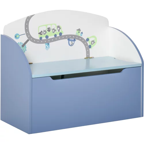 HOMCOM skrinja za igrače, modra lesena klop za otroško sobo, 3-6 let, 60 x 30 x 50 cm, (20755641)