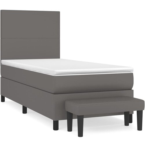 Maison Chic Box spring postelja - Vzmetna postelja z vzmetnico siv 100x200 cm umetno usnje SL20586, (21893349) Cene